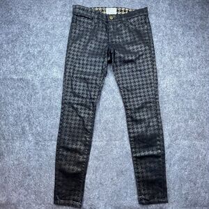 Current Elliott Jeans Women 27 Black Foil Houndstooth Metallic Rock Ankle Skinny